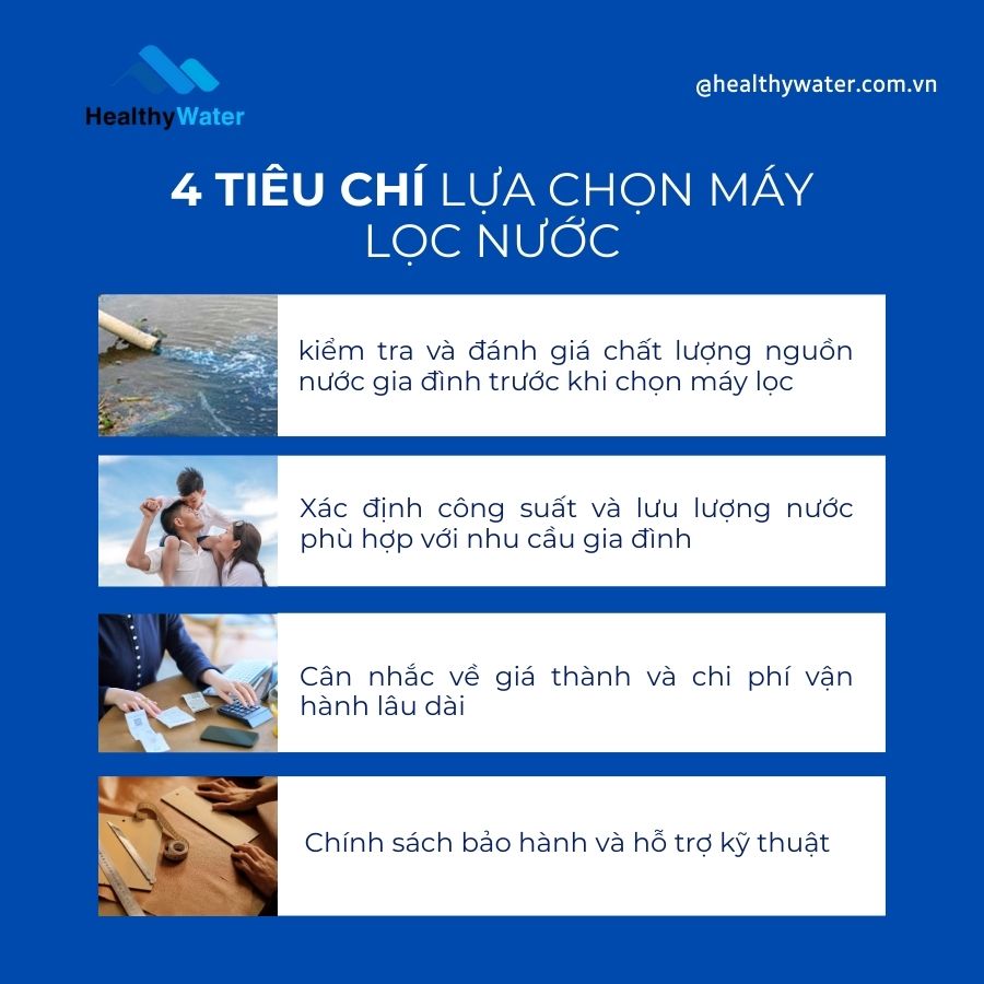 Các tiêu chí lựa chọn máy lọc nước