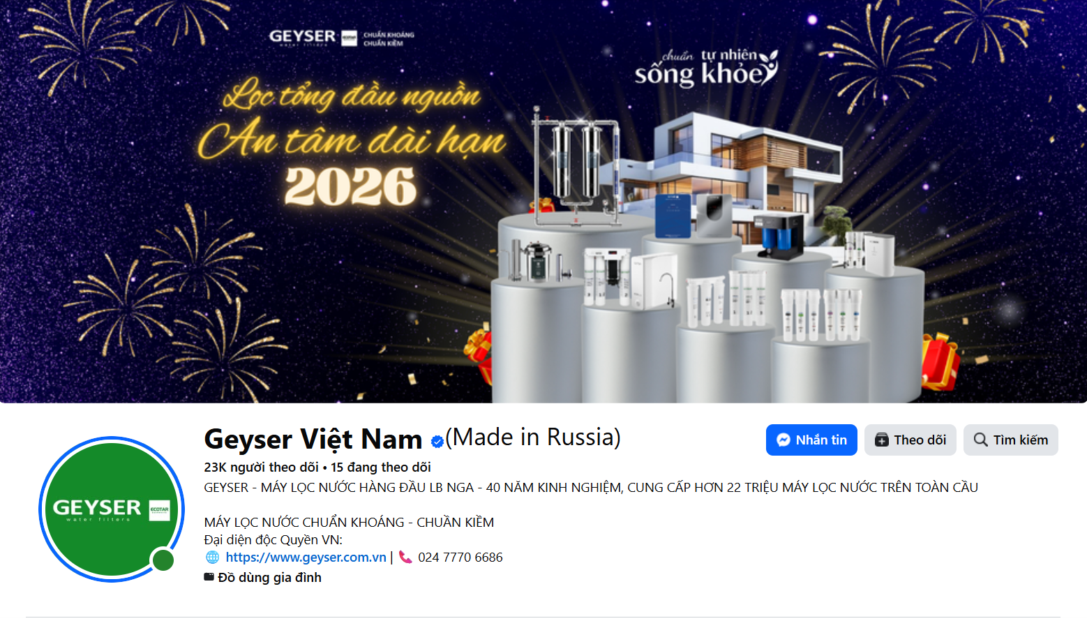 Fanpage Facebook chính thức của Geyser