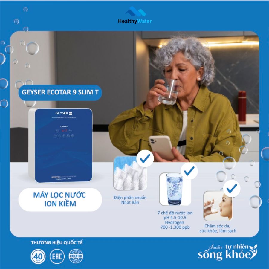 Geyser Ecotar 9 Slim T tạo ra nước đầu ra tốt cho sức khỏe