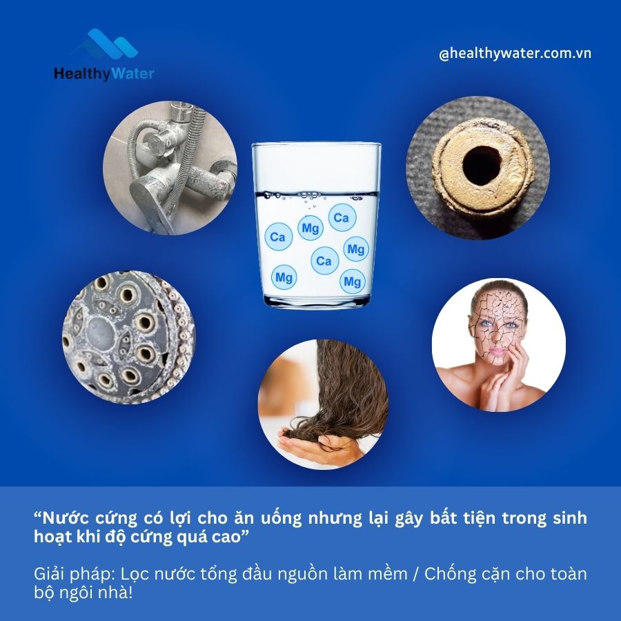Nước cứng gây ra nhiều bất tiện trong sinh hoạt hàng ngày và rất dễ nhận thấy