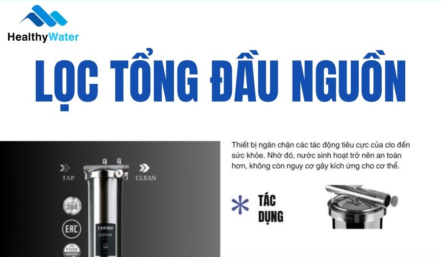 Lọc tổng đầu nguồn mini ngăn chặn tác động tiêu cực của clo trong nước máy