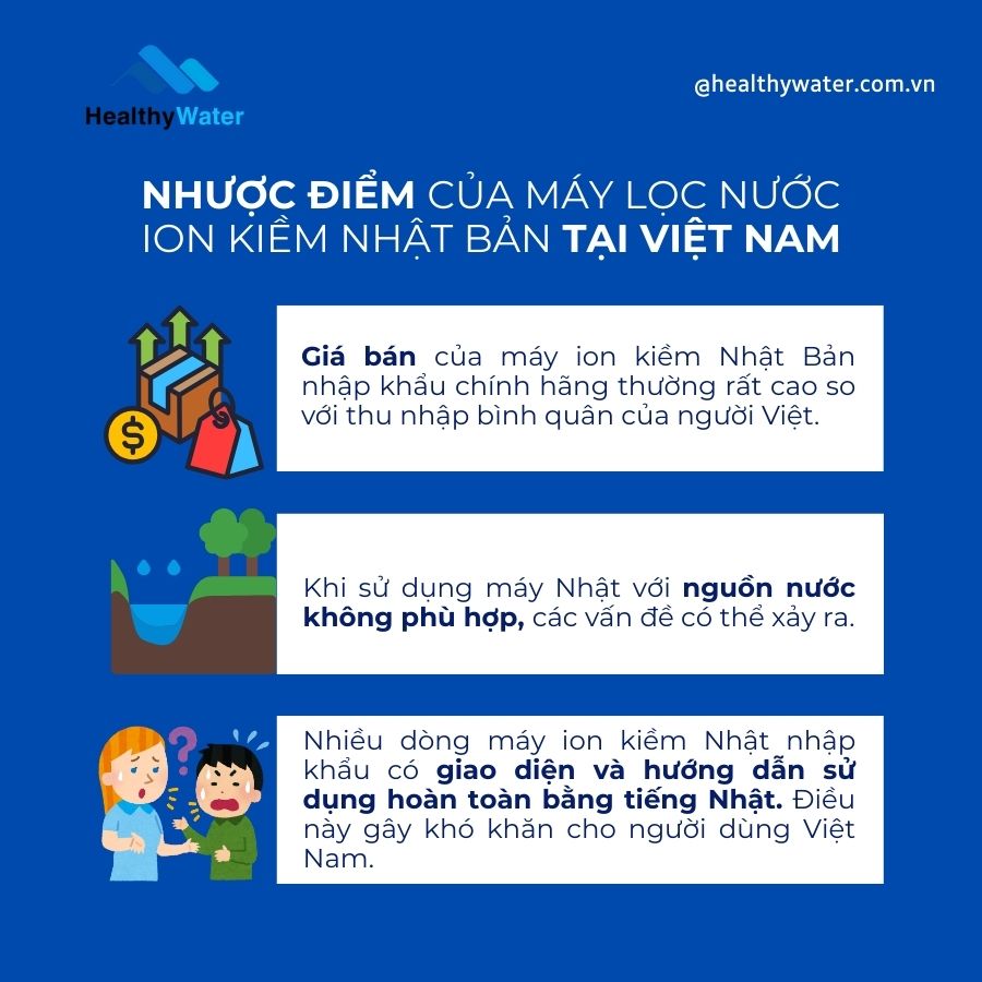 Nhược điểm của máy lọc nước ion kiềm Nhật Bản khi sử dụng tại Việt Nam
