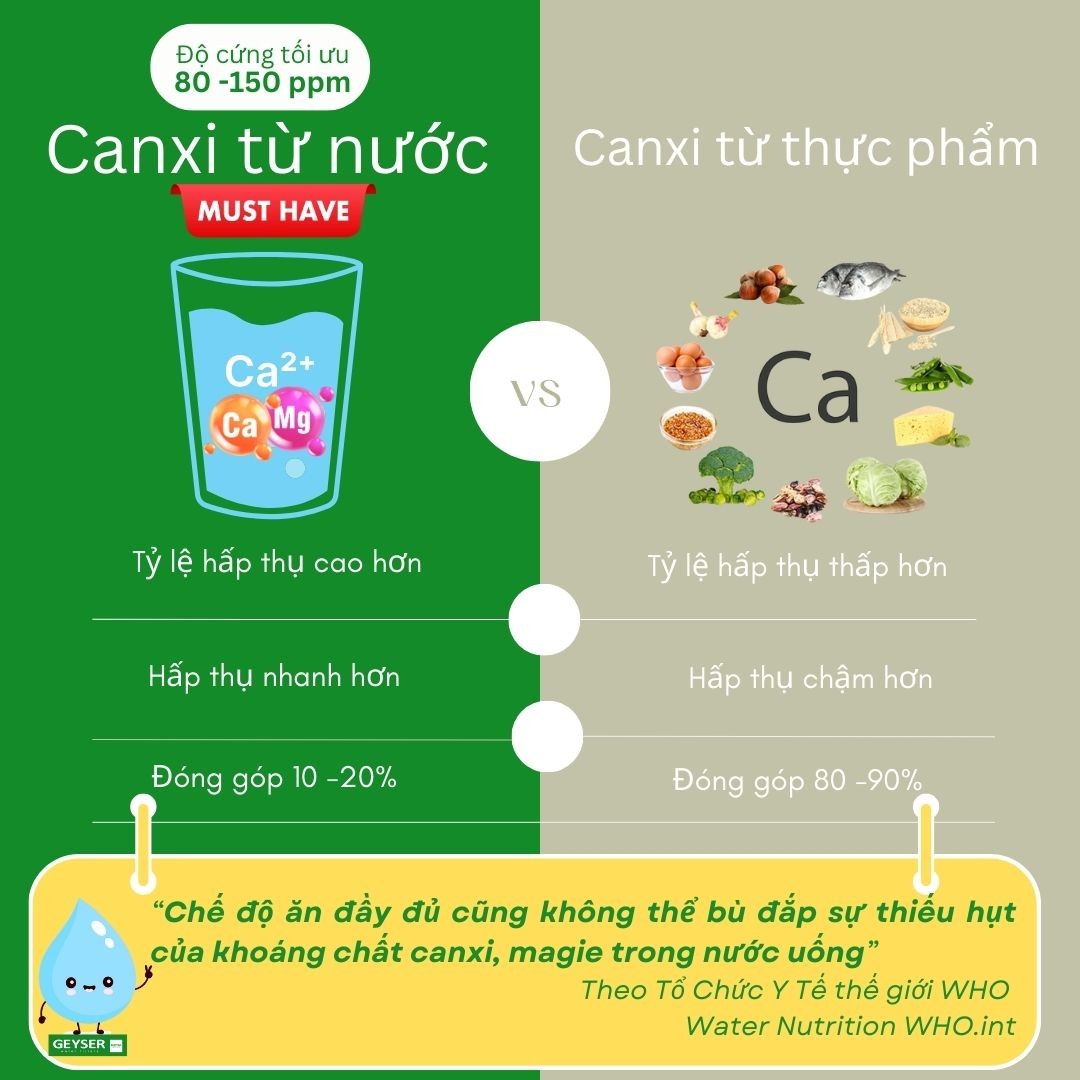 Canxi và magie trong nước cứng có giá trị khoáng, nhưng khi quá cao có thể gây bám cặn và tăng nhu cầu bảo trì thiết bị
